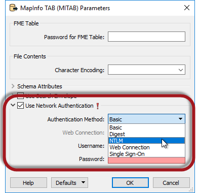 Use Network Authentication parameter